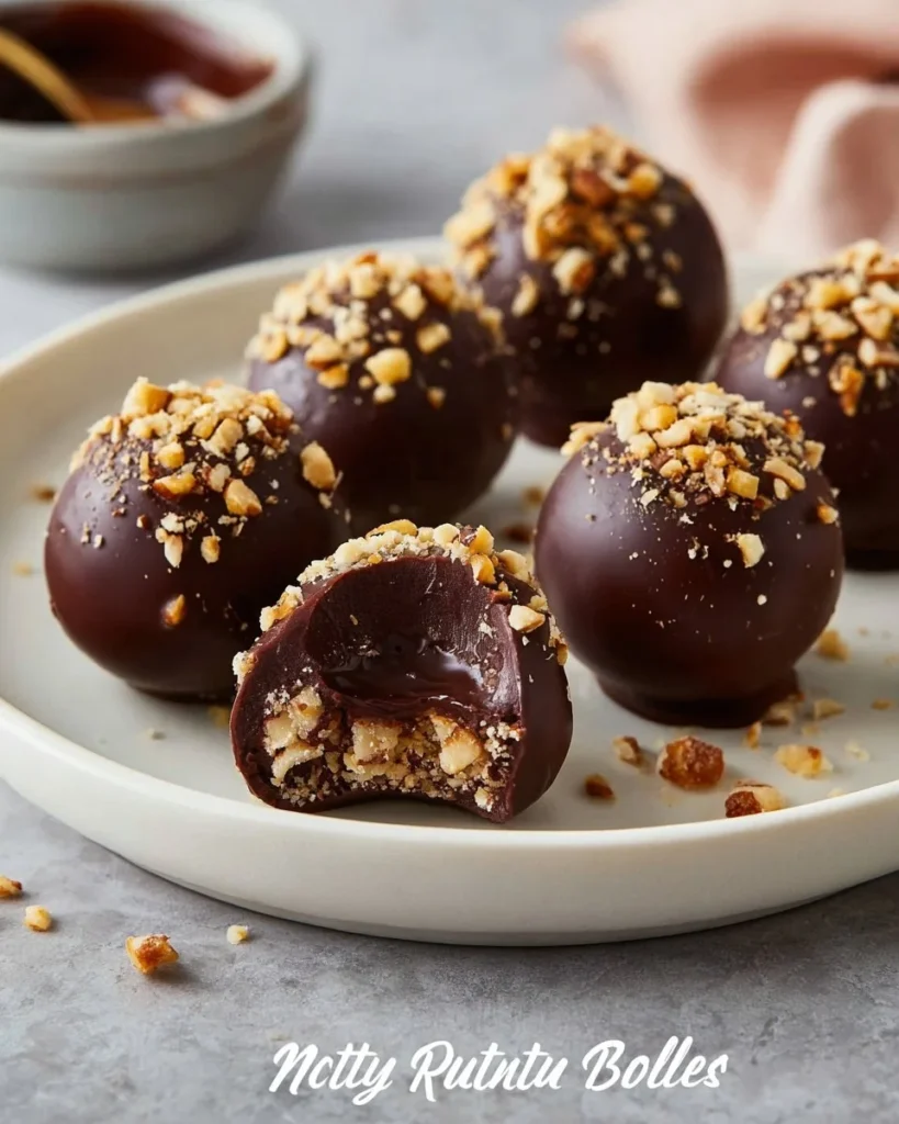 Nutty chocolate balls dessert recipe with nuts and chocolate