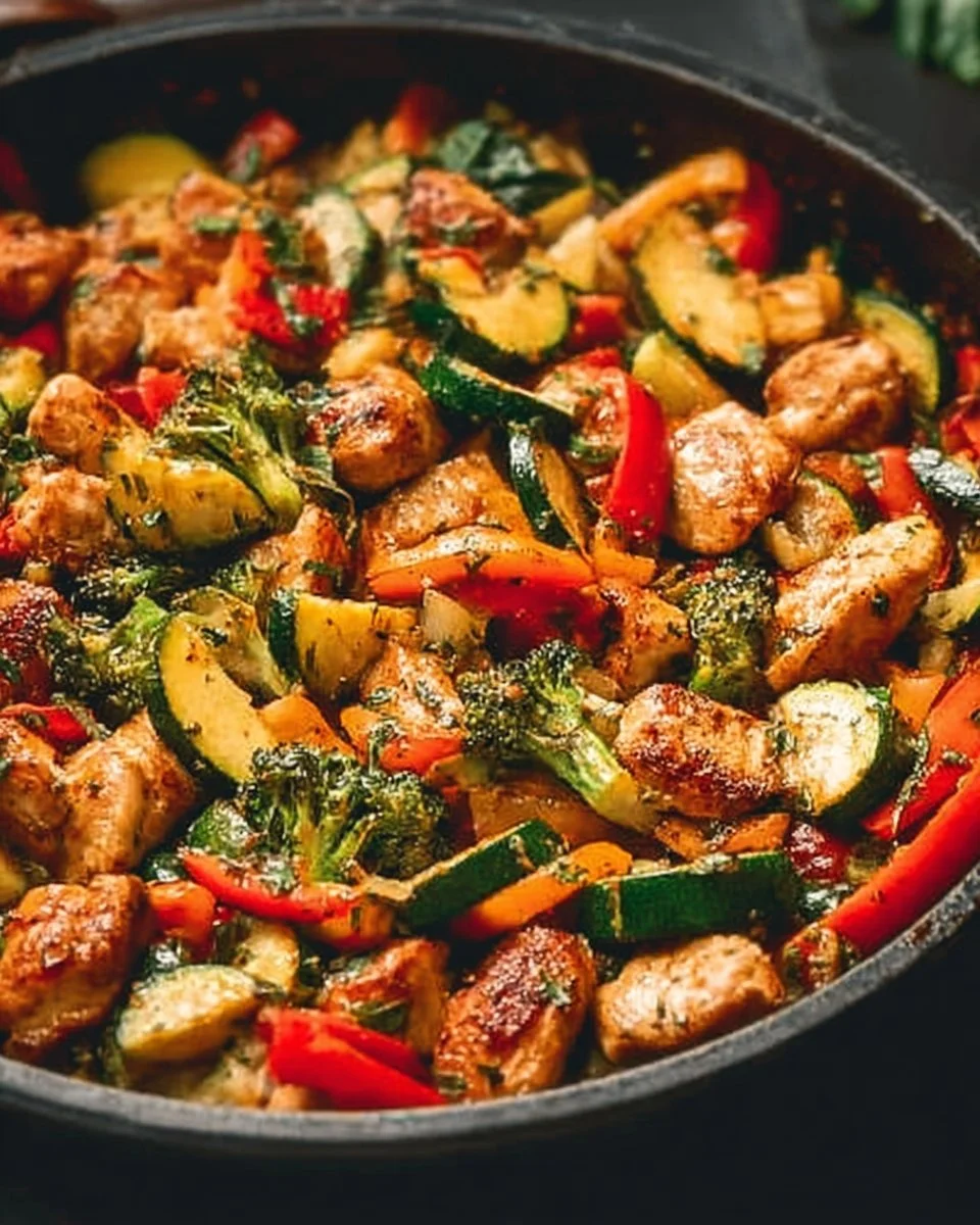 One-pot chicken and vegetable dish prepared for a hearty meal