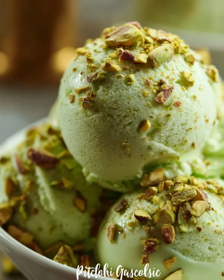 Delicious pistachio gelato in a cone topped with crushed pistachios