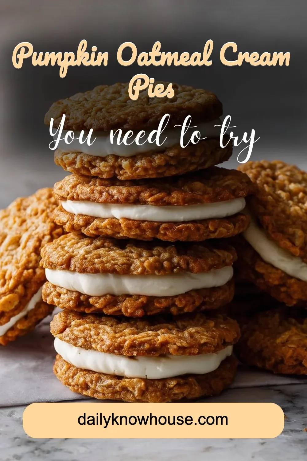 Delicious Pumpkin Oatmeal Cream Pies with creamy filling