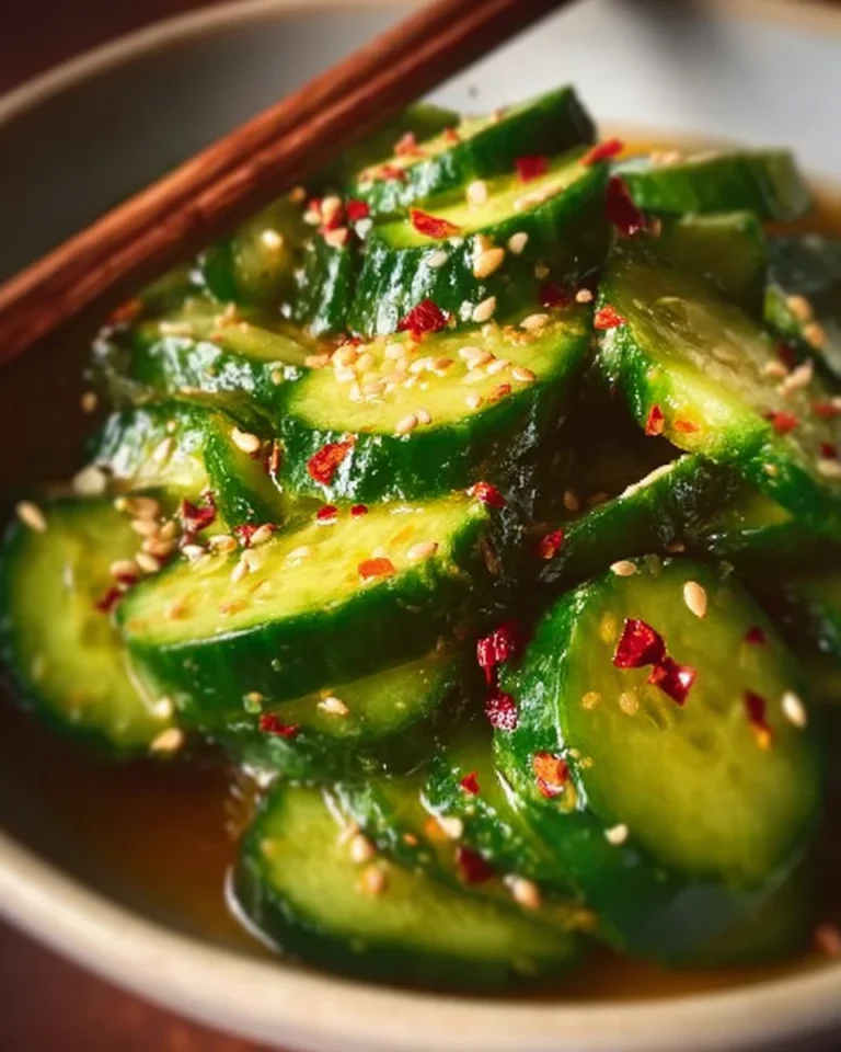 Bowl of refreshing easy Asian cucumber salad with vibrant vegetables
