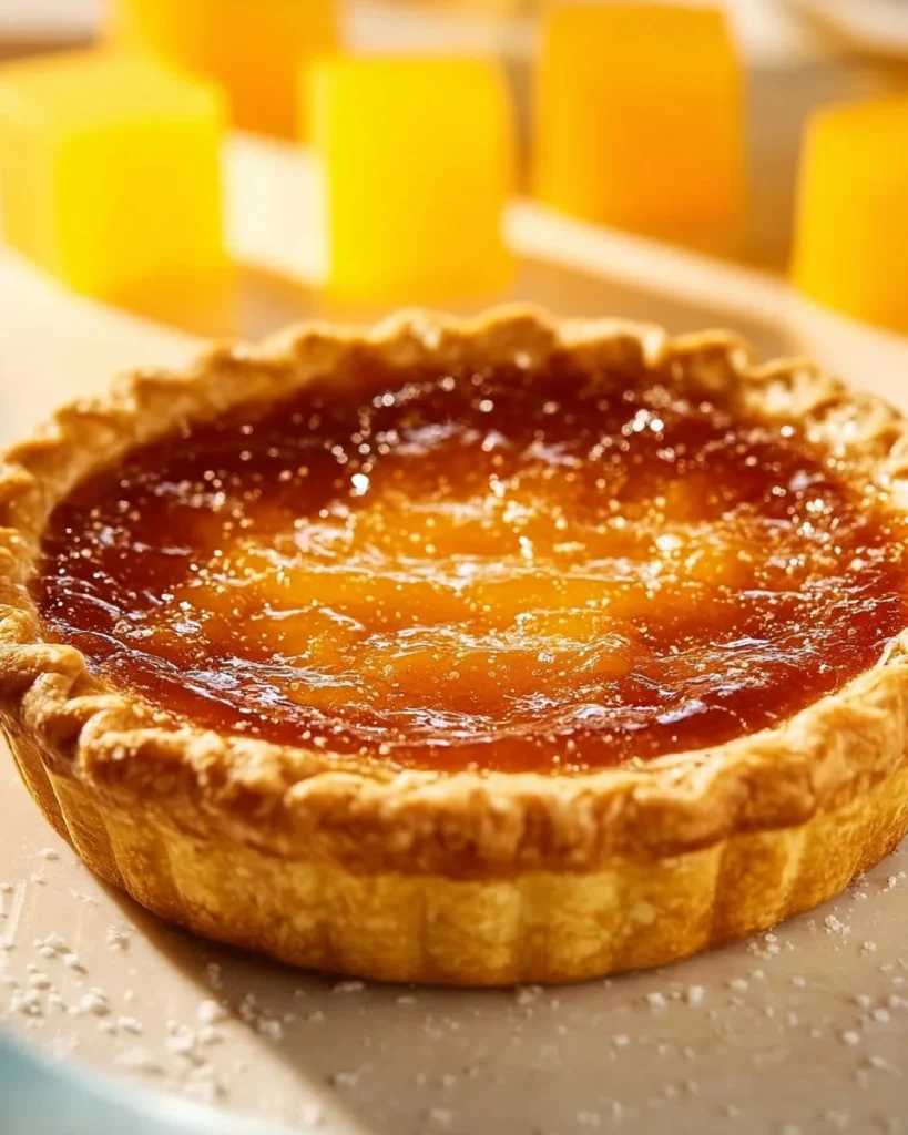 Deliciously baked Salted Honey Pie with a golden crust and drizzled honey