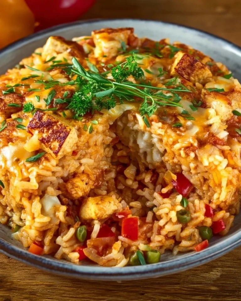 Delicious Serbisches Reisfleisch served with herbs and spices on a plate