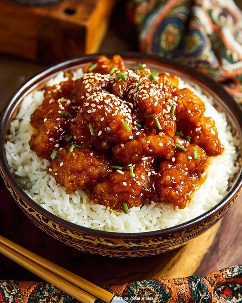 Plate of homemade Sweet and Sour Chicken with colorful vegetables