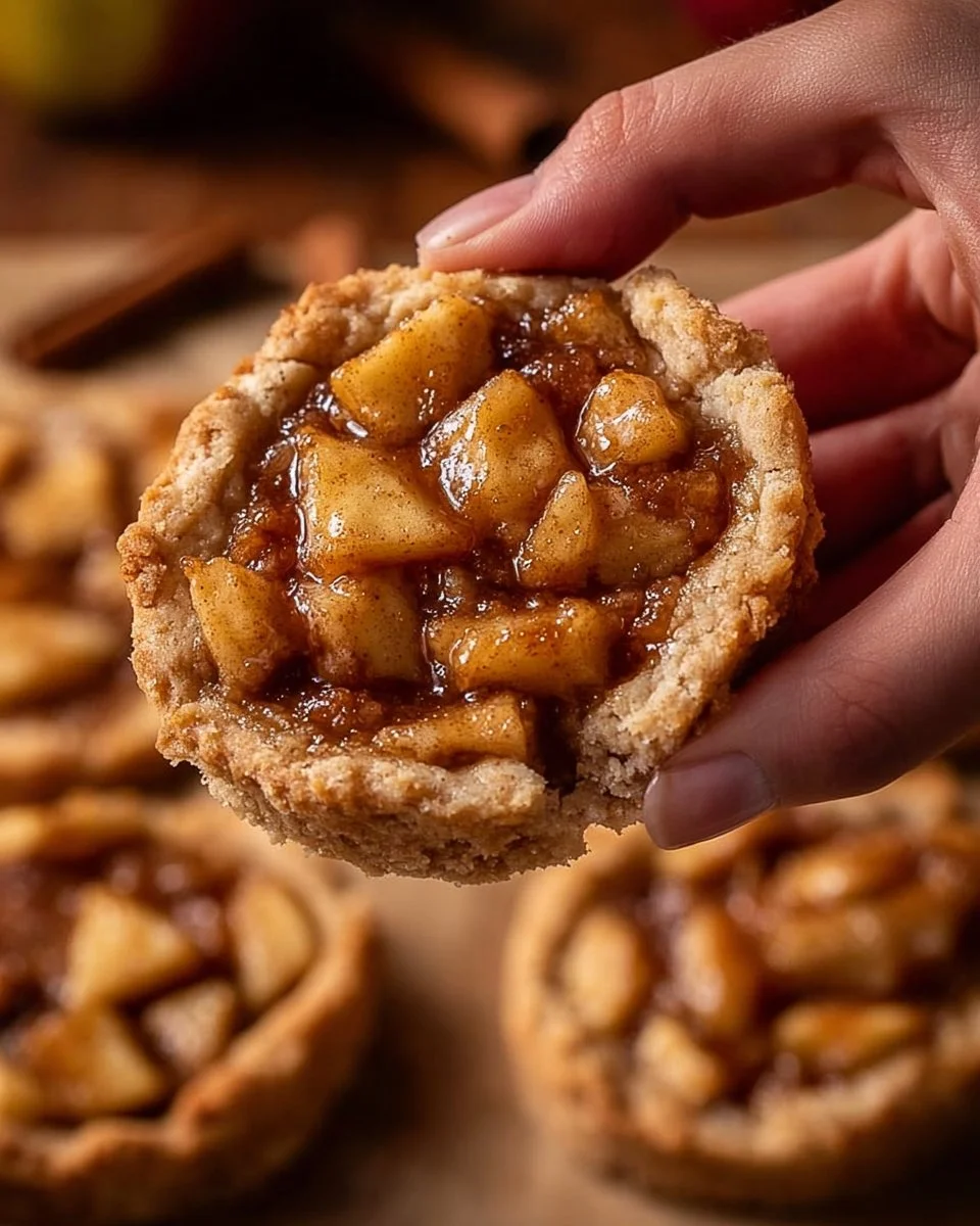 Vegan apple pie cookies arranged on a plate with a cinnamon sprinkle