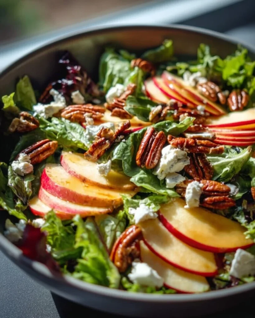 Delicious Autumn Harvest Honeycrisp Apple and Feta Salad with fresh ingredients
