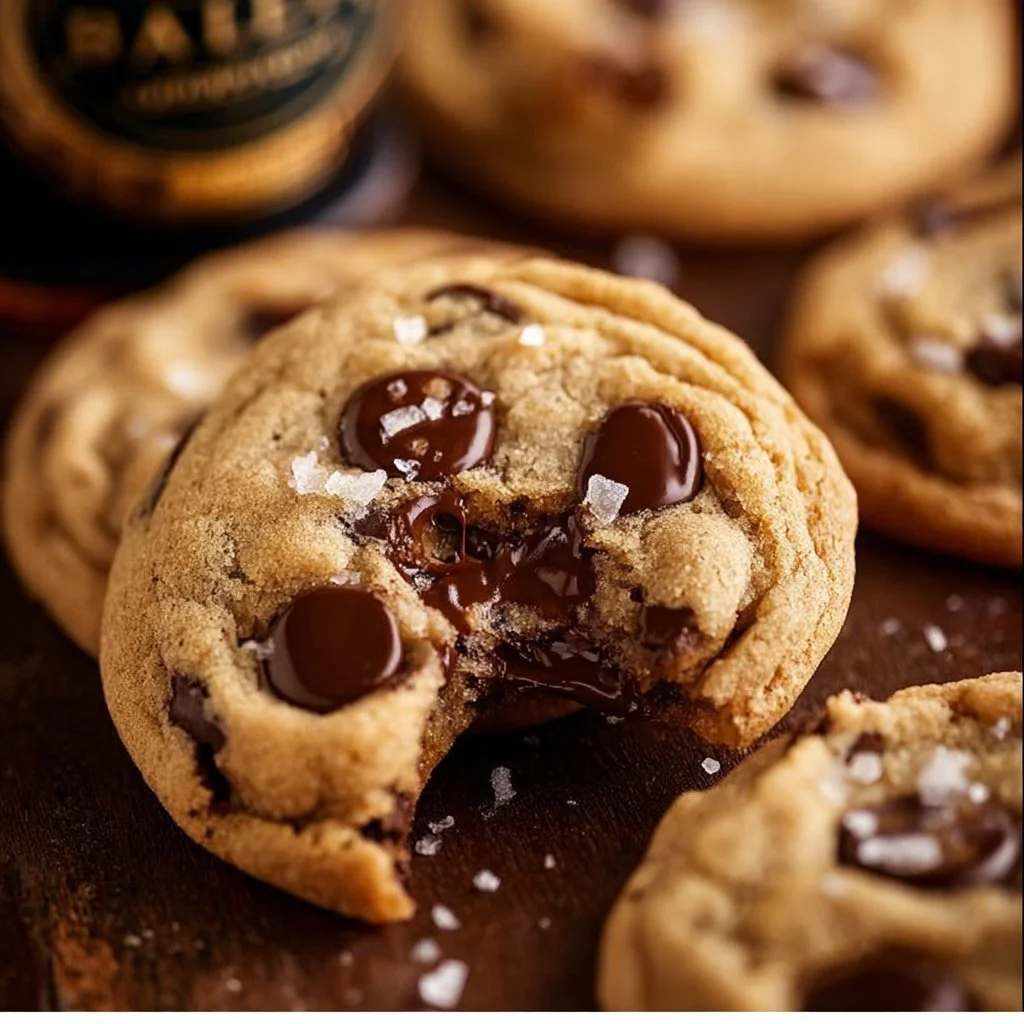 Delicious Baileys Irish Cream Chocolate Chip Cookies on a plate