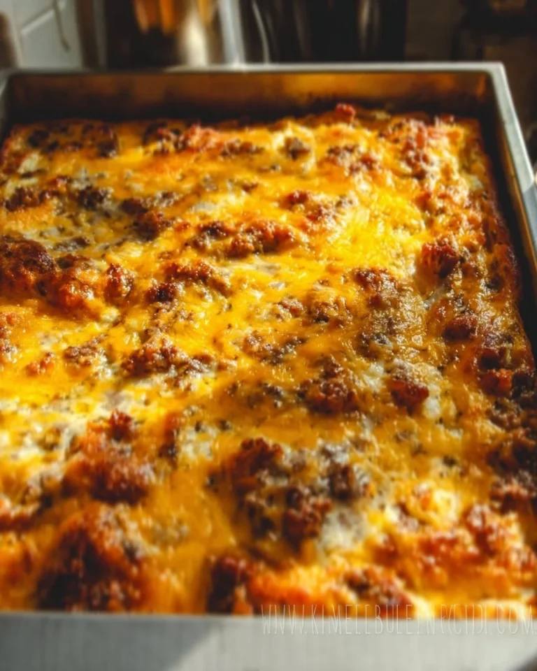 Delicious Biscuits and Gravy Casserole served on a plate