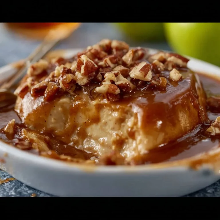 Creamy caramel apple cheesecake dip served with apple slices and caramel drizzle