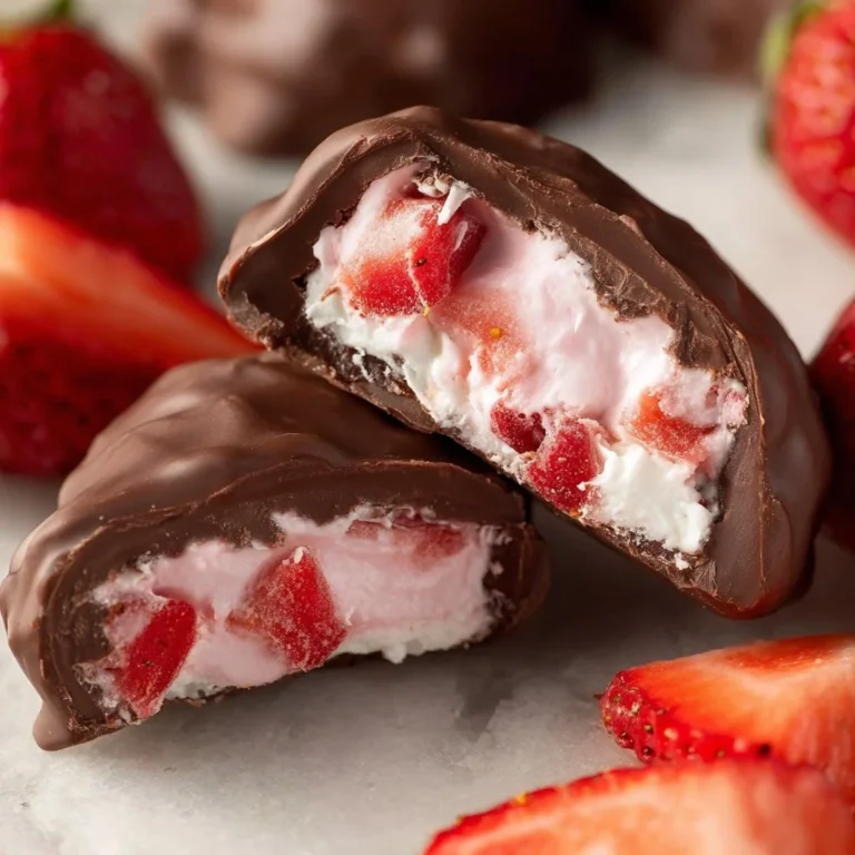 Chocolate strawberry yogurt clusters with fresh strawberries and yogurt.
