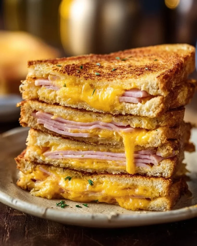 Delicious egg and ham breakfast sandwich with fresh ingredients