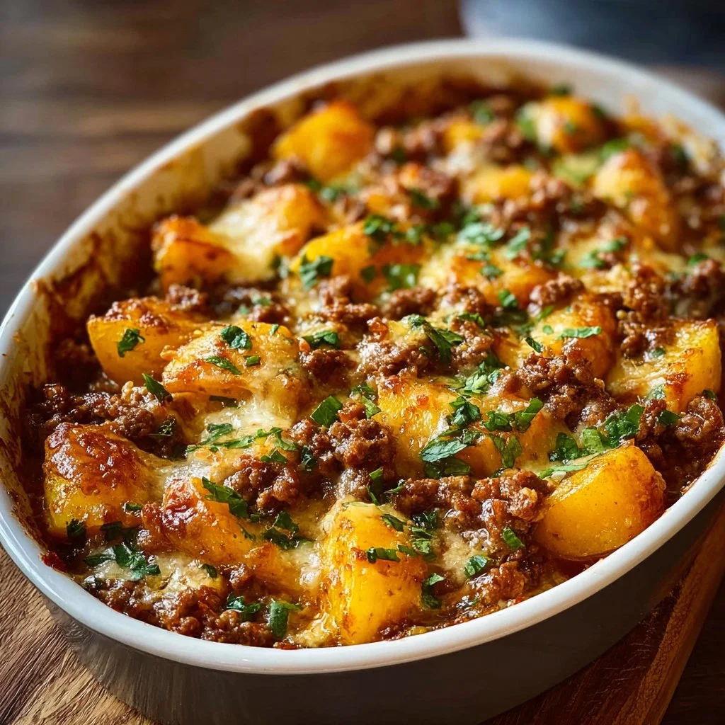Delicious hobo casserole served in a bowl with fresh ingredients
