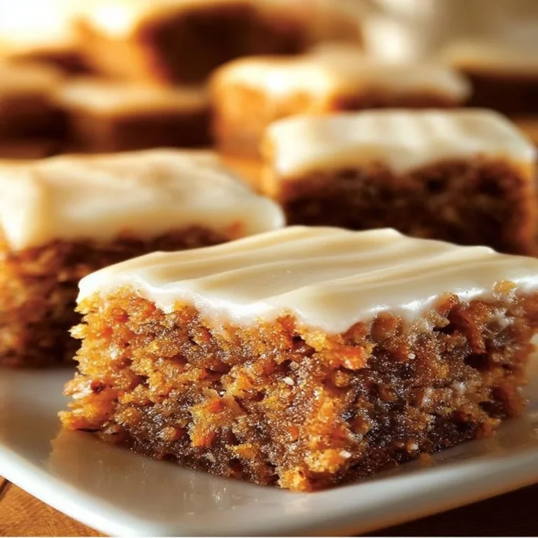 Delicious homemade carrot cake bars topped with cream cheese frosting