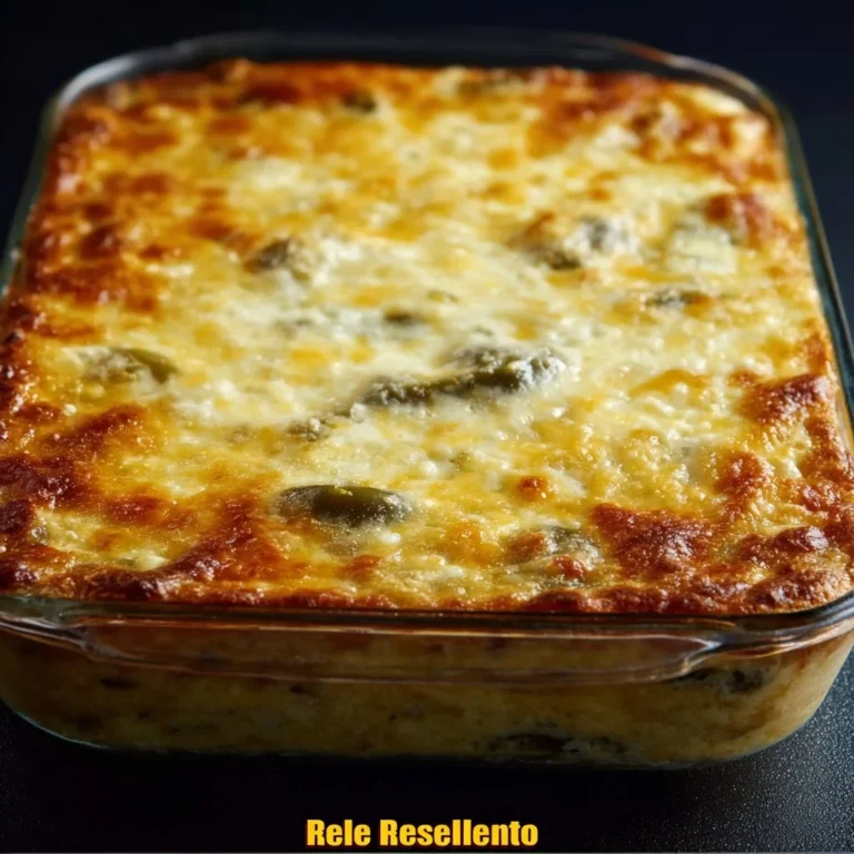 Baked Chile Relleno casserole topped with cheese and fresh herbs