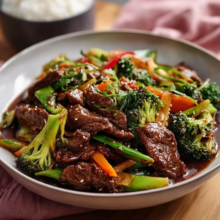 Delicious bowl of ginger beef stir fry with colorful vegetables