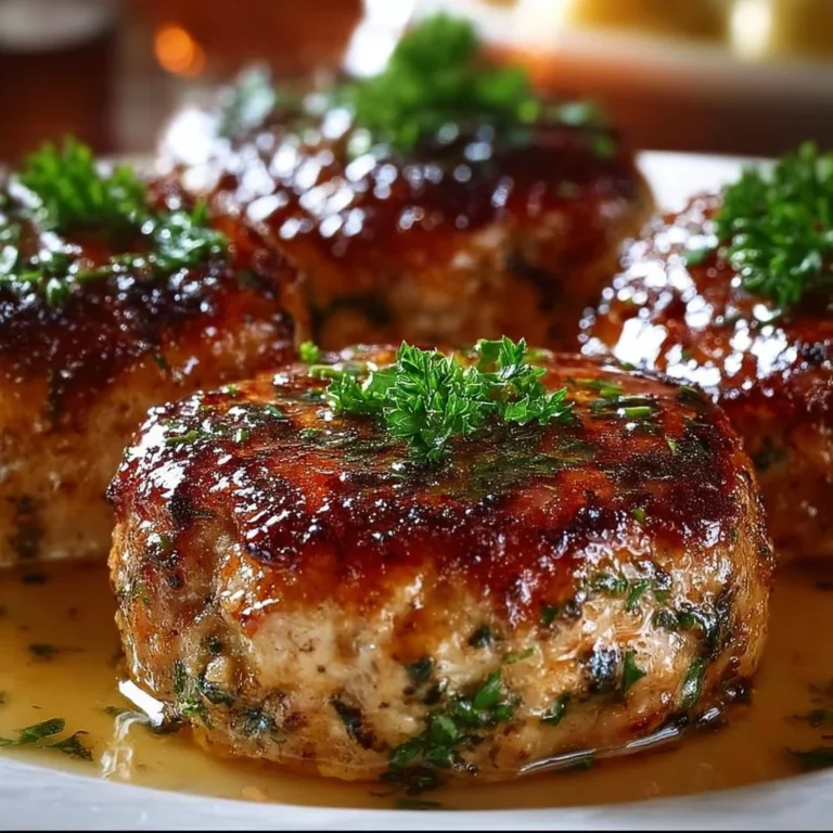 Delicious Garlic Parmesan Chicken Meatloaf served on a plate with herbs