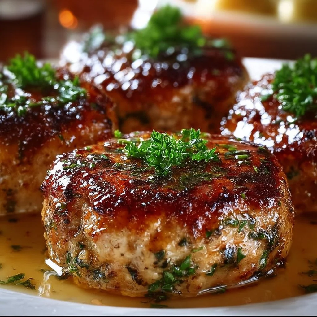 Delicious Garlic Parmesan Chicken Meatloaf served on a plate with herbs