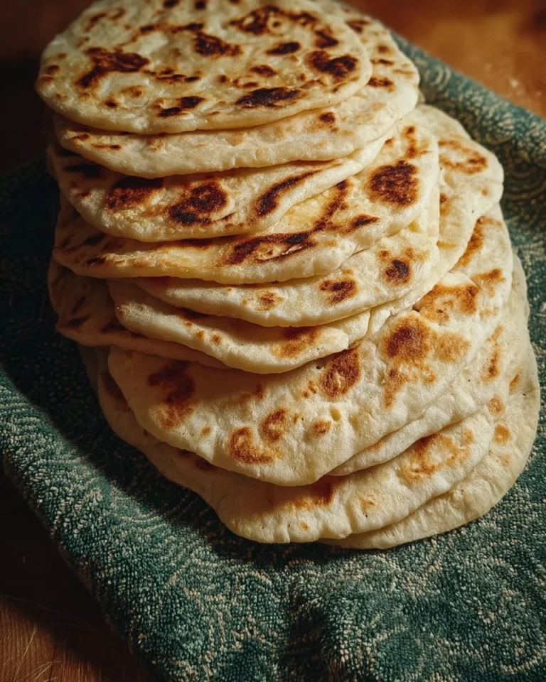 Freshly made homemade flour tortillas on a wooden table