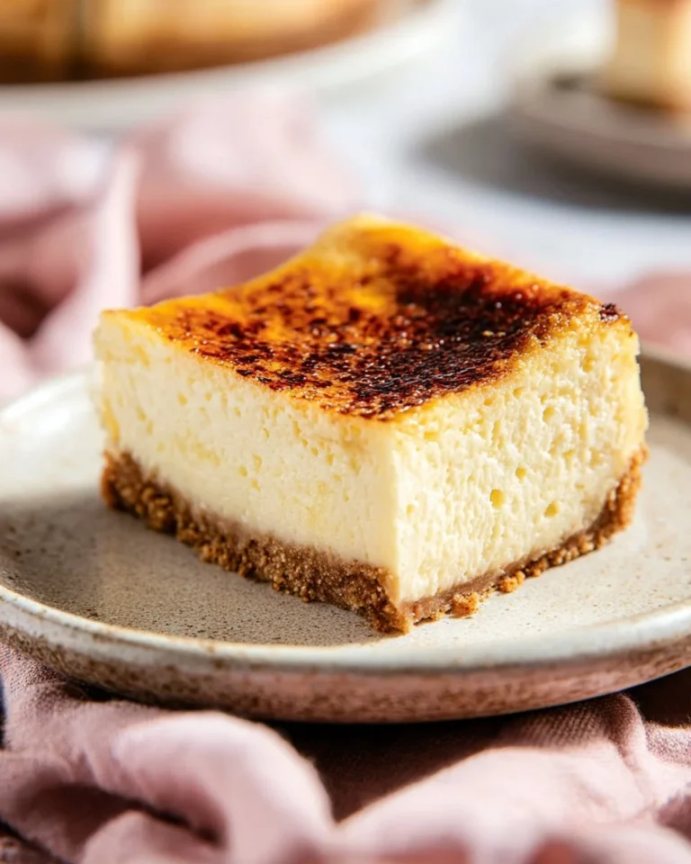 Delicious crème brûlée cheesecake bars topped with caramelized sugar