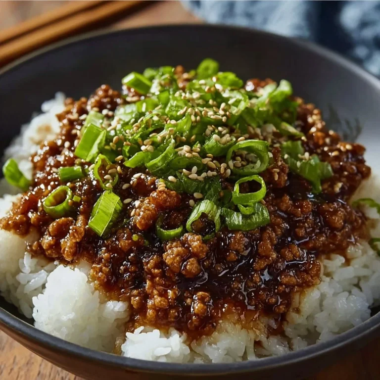Korean Ground Beef Bowl with vegetables and rice garnished with sesame seeds