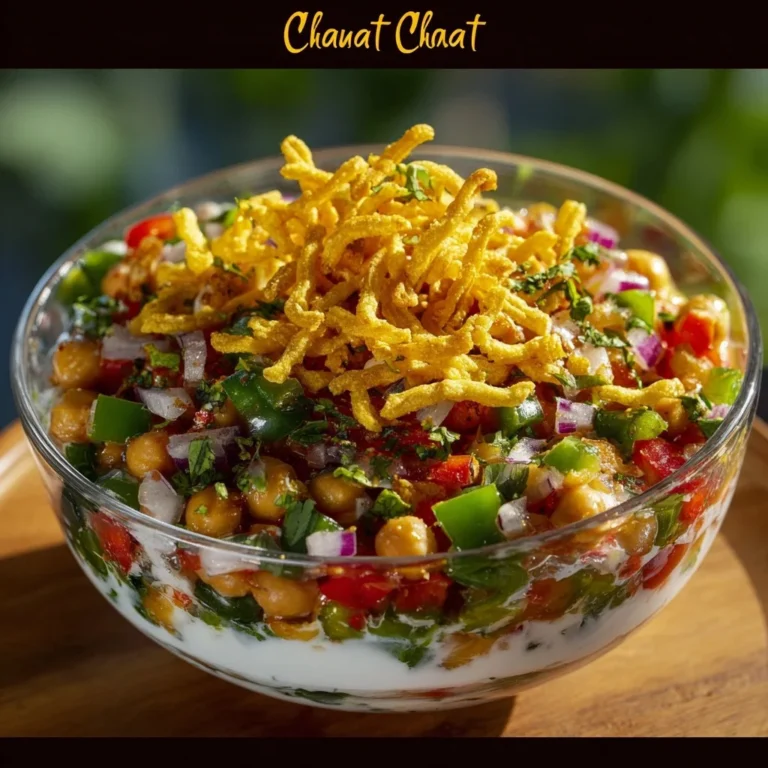 Colorful layered chickpea salad with fresh vegetables and dressing