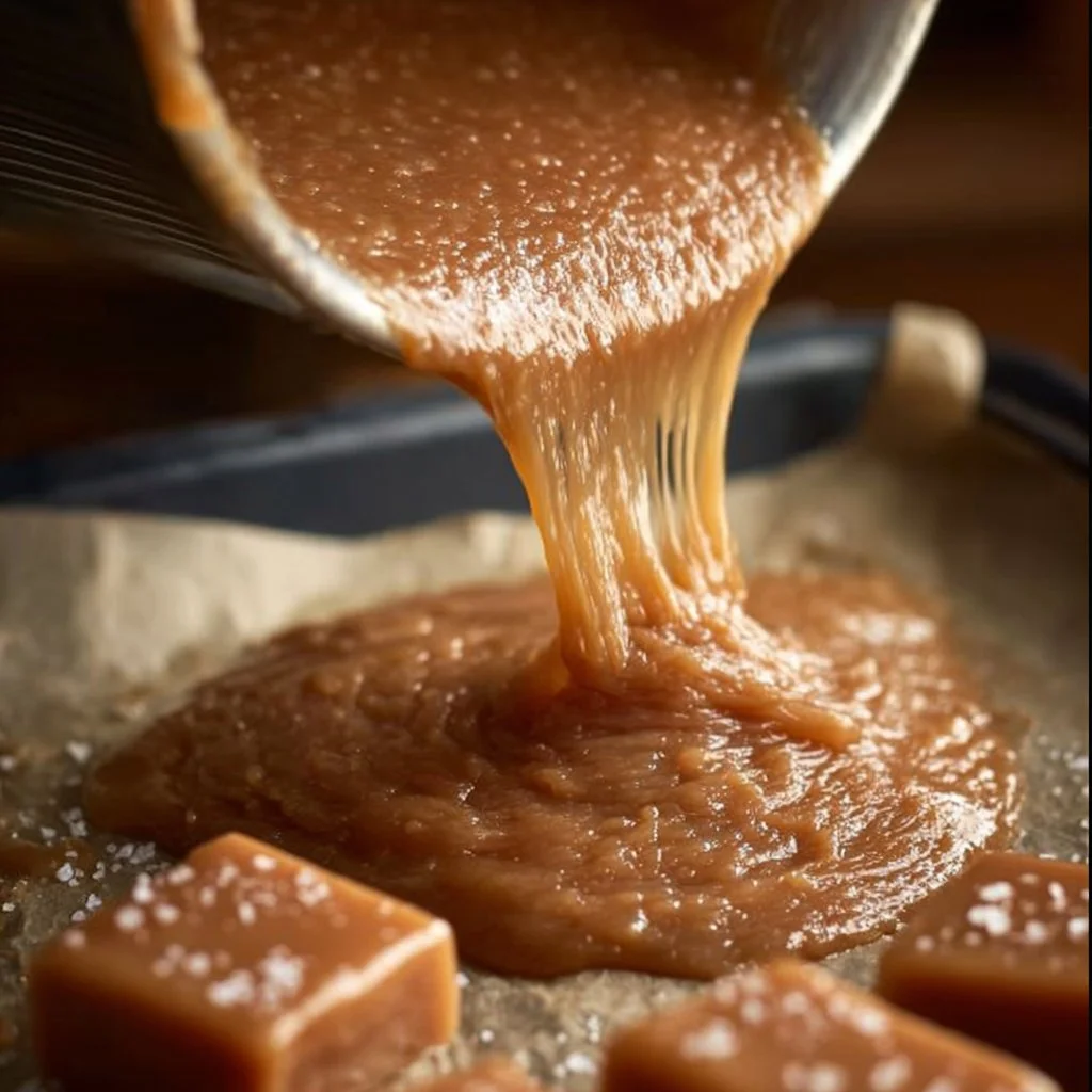 Homemade caramels made with simple ingredients in a saucepan.