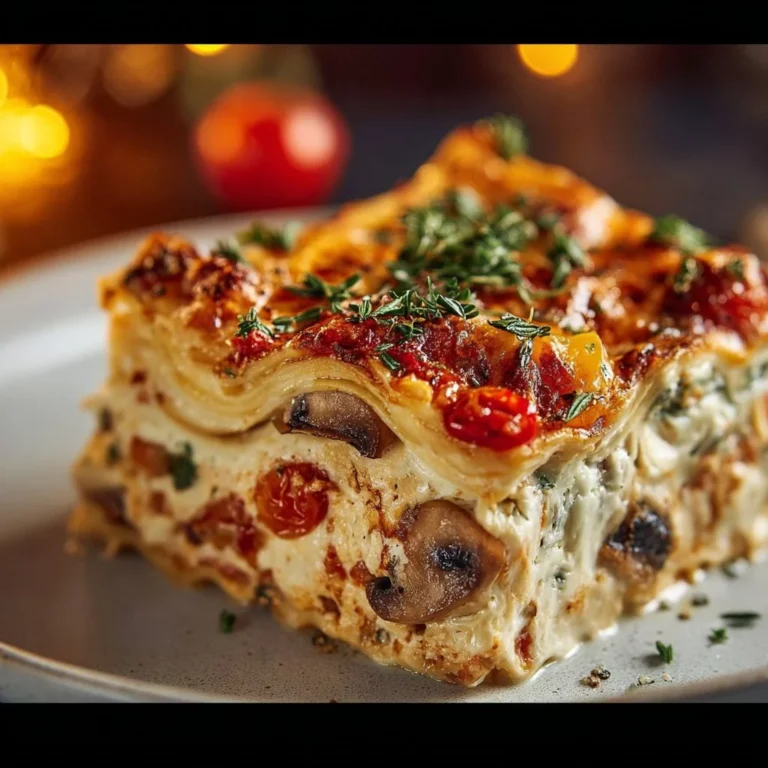 Deliciously layered Loaded Veggie White Lasagna with fresh vegetables and creamy sauce.