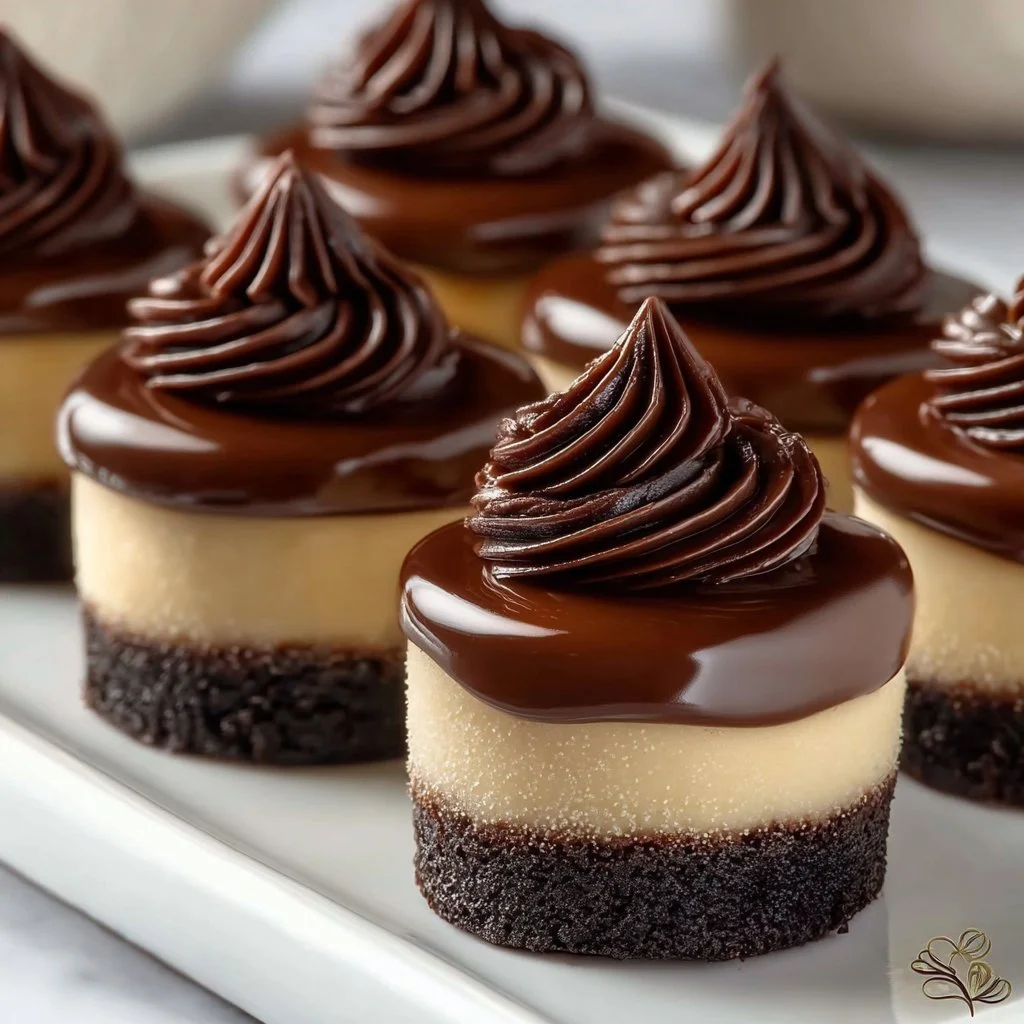 Mini chocolate cheesecake bites served on a plate for dessert