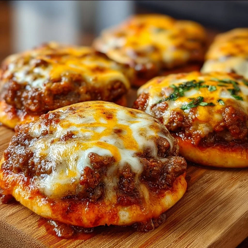 Delicious Old School Pizza Burgers combining classic pizza toppings and juicy burgers.