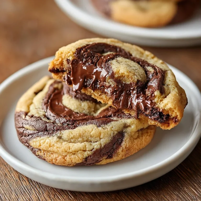 Delicious Peanut Butter Brownie Swirl Cookies stacked on a plate