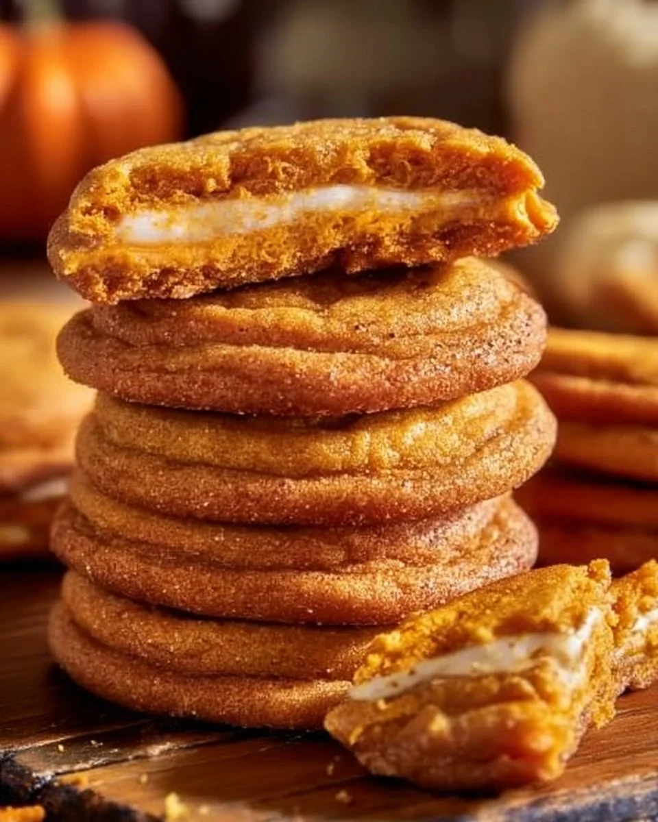 Delicious Pumpkin Cheesecake Cookies arranged on a plate with fall decor