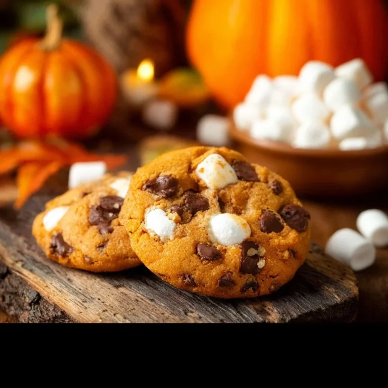 Delicious Pumpkin S'mores Cookies with chocolate and marshmallows