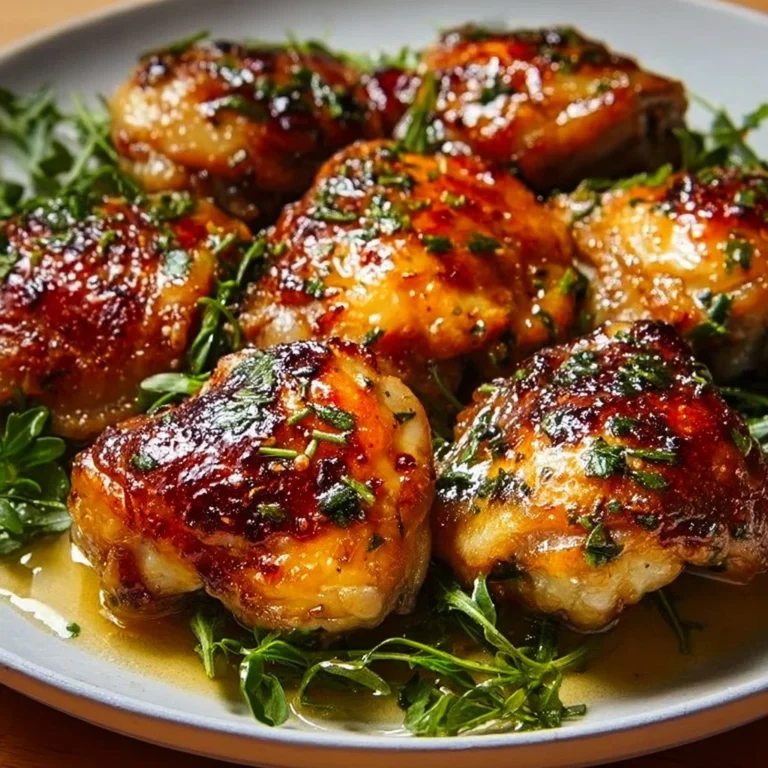 Ranch seasoned baked chicken thighs, crispy and juicy, ready to be served.