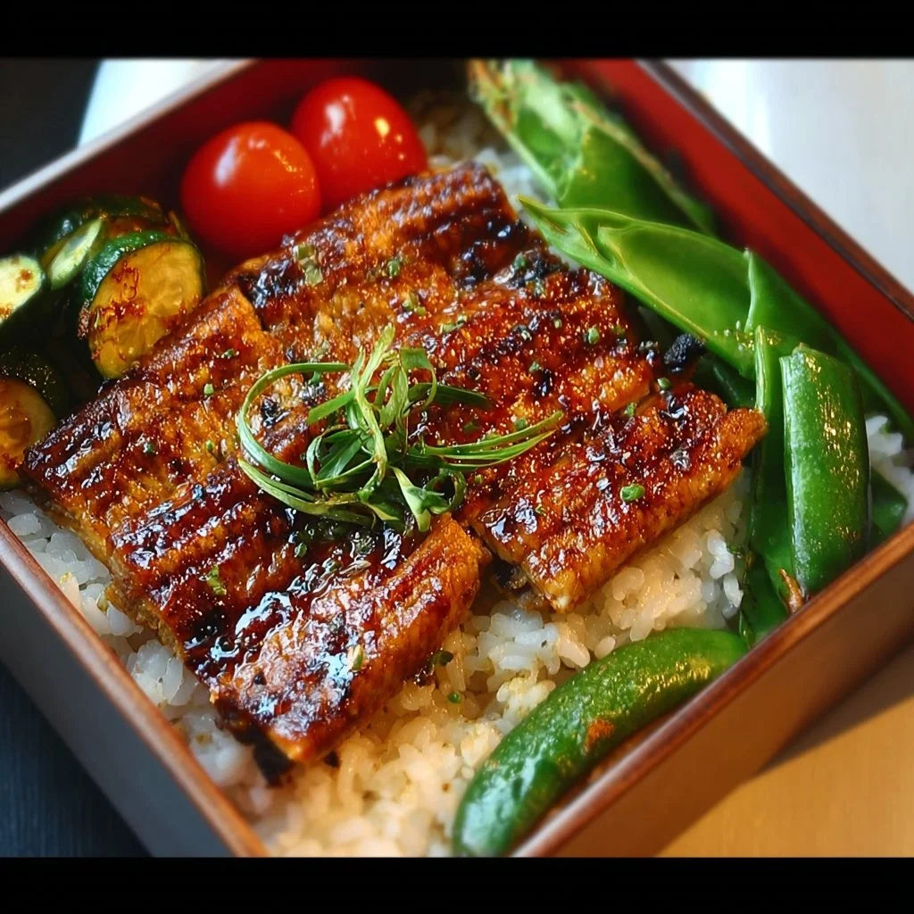 Tofu Teriyaki Bento Box with marinated tofu, vegetables, and sauce