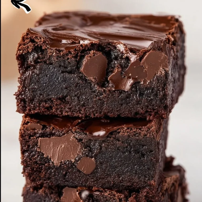 Delicious homemade triple chocolate brownies with rich chocolate layers