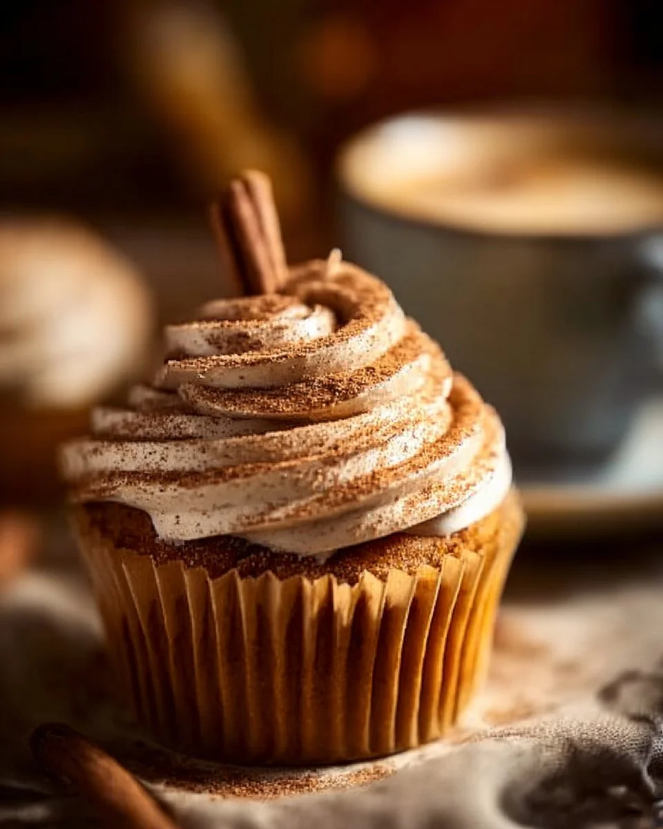 Vanilla chai pumpkin latte cupcakes with cinnamon brown sugar frosting