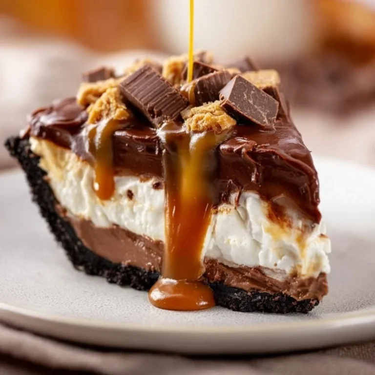 Slice of Better Than Sex Pie served on a plate with whipped cream and chocolate