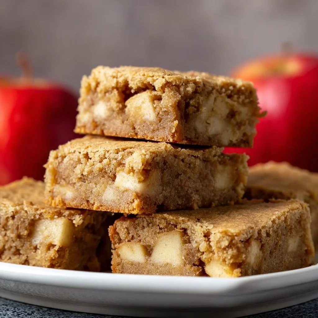 Deliciously baked Cinnamon Apple Blondies with a sprinkle of cinnamon on top