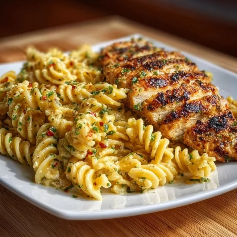 Creamy garlic parmesan chicken pasta dish served in a bowl