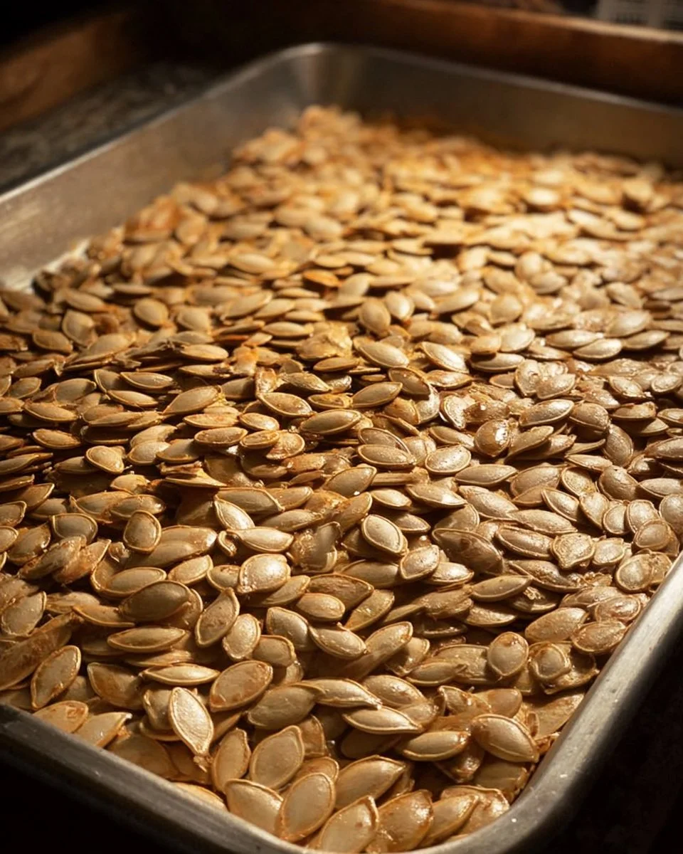 Crispy roasted pumpkin seeds in a bowl, a healthy and tasty snack option.
