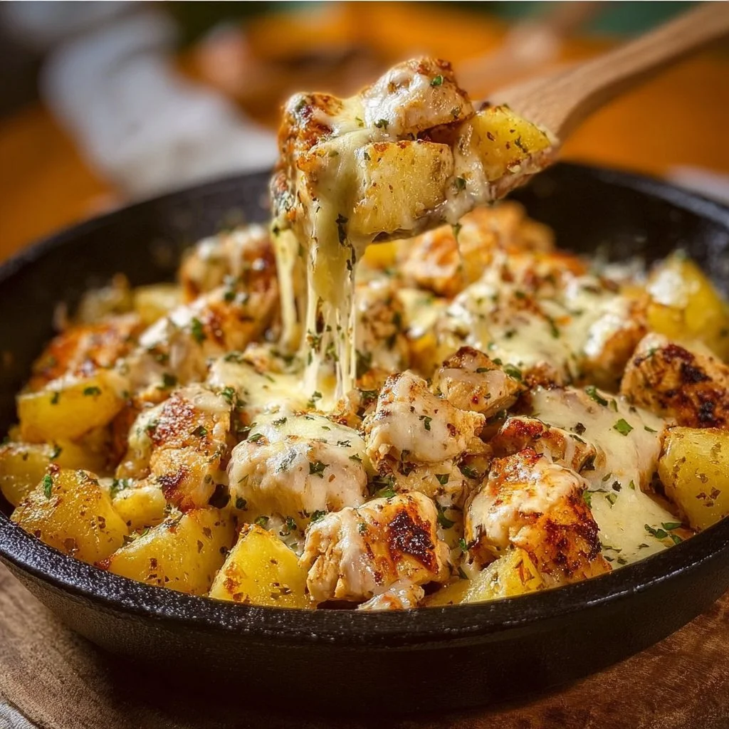 Crockpot Garlic Parmesan Chicken served with tender potatoes