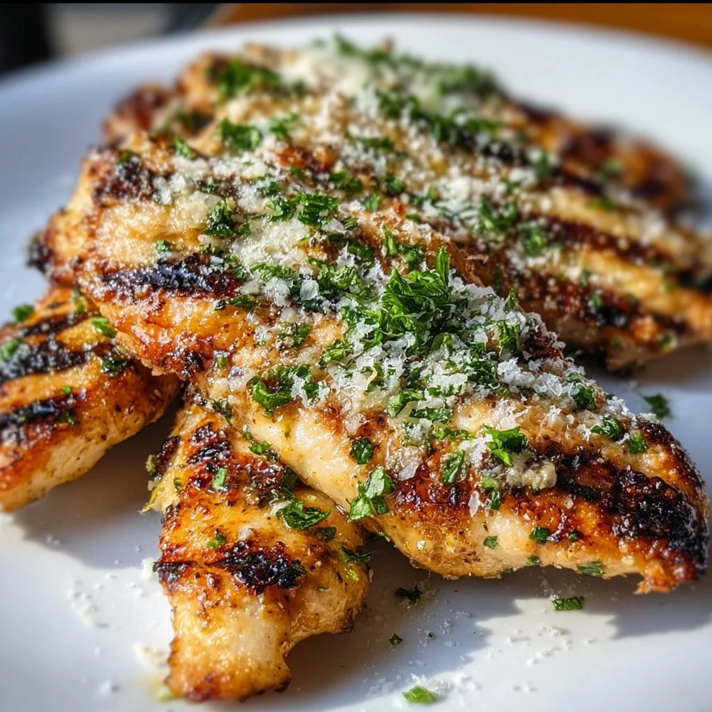 Delicious Garlic Parmesan Chicken cooked on a Blackstone griddle