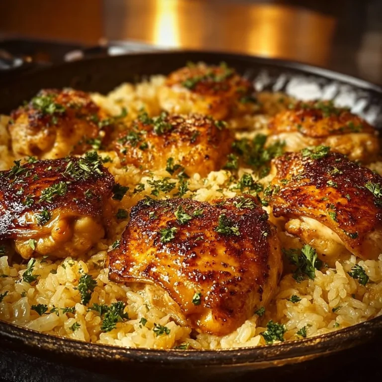 Plate of forgotten chicken and rice ready to serve