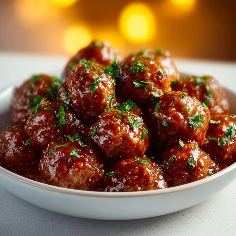 Delicious sweet chili meatballs cooked in a crockpot, ready to serve.