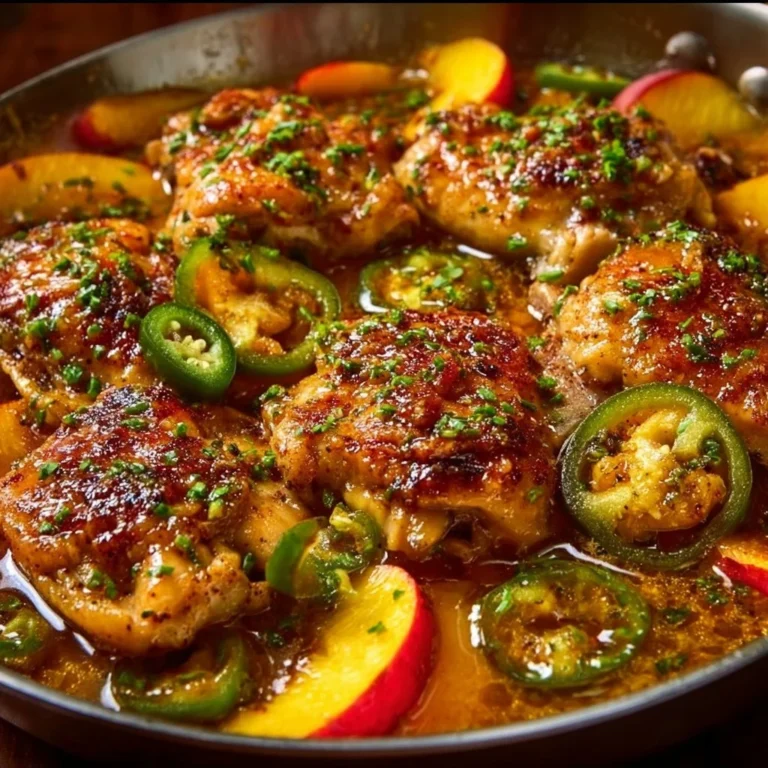 Delicious Jalapeno Peach Chicken with spicy and sweet flavors