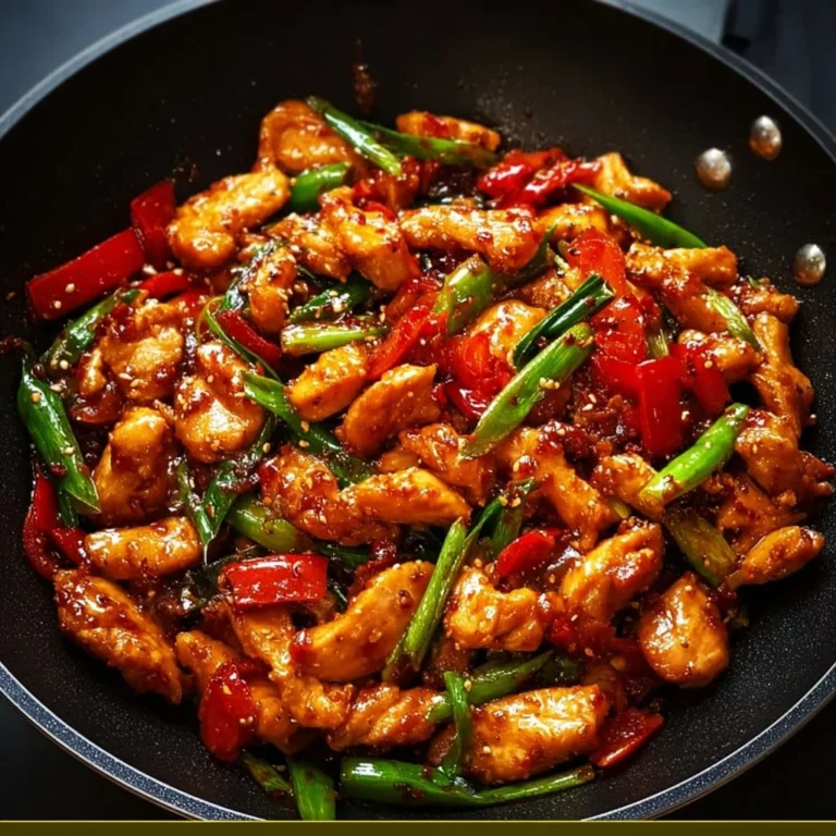 Delicious Korean spicy chicken stir fry served with colorful vegetables