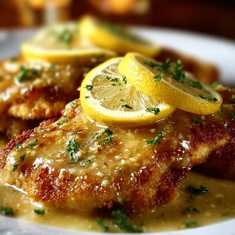 Delicious Lemon Chicken Romano served with herbs and lemon slices.