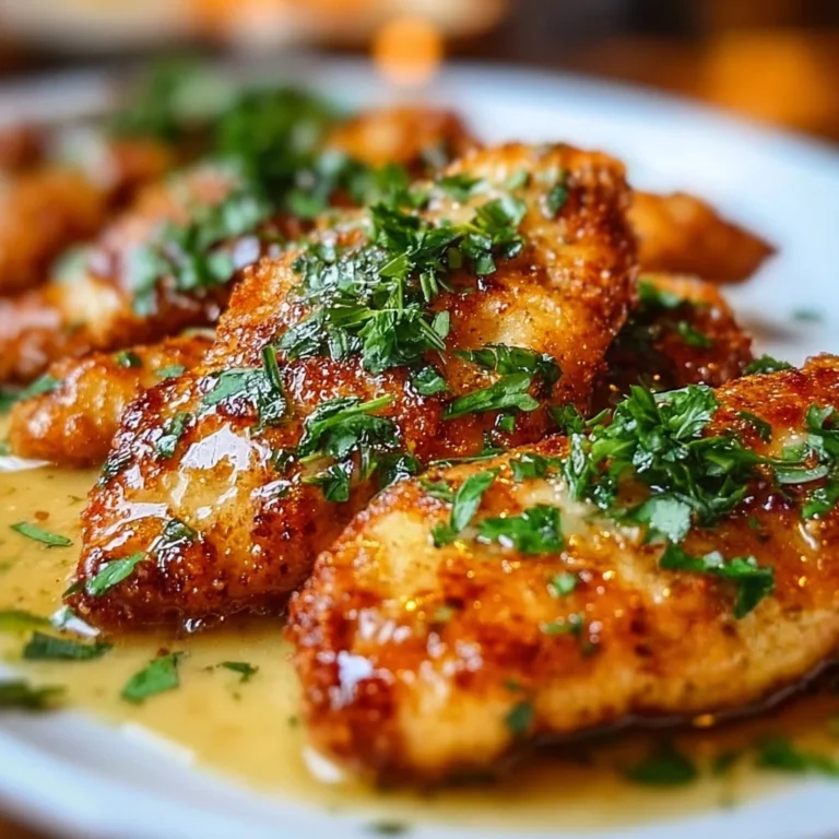 Lemon Garlic Parmesan Chicken Tenders on a plate garnished with herbs