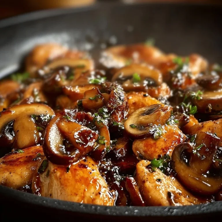 Delicious Mushroom Chicken Delight served with garnishes