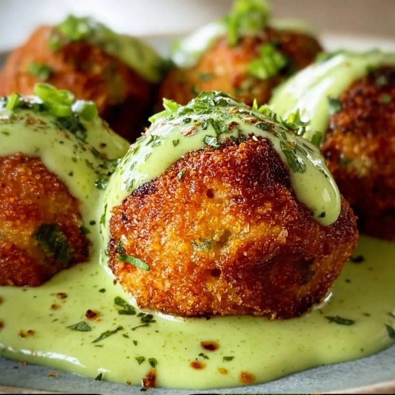 Delicious salmon balls served with creamy avocado sauce on a plate